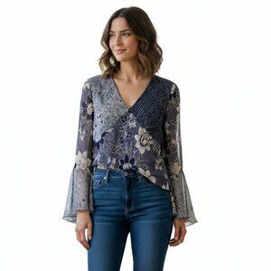 Spenser Jeremy 100% Silk Sheer Floral Wrap Blouse – Size M